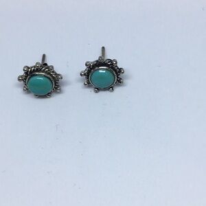 Blue Silver Filigree Earrings with Intricate Design
